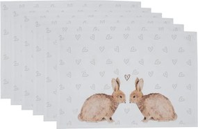 6ks bavlnené prestieranie s motívom králikov a srdiečok Bunnies in Love - 48*33cm