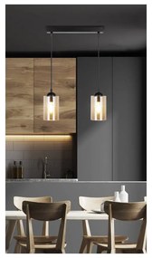 Čierne závesné svietidlo so skleneným tienidlom 10x34 cm Bistro - Candellux Lighting