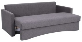 Čalúnená rozkladacia trojmiestná pohovka PAUL na každodenné spanie s opierkami na ruky sivá