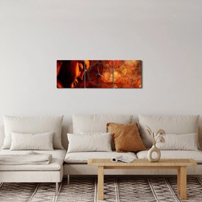 Obraz - Budha v červených tónoch (s hodinami) (90x30 cm)