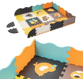 KIK KX5210 Pěnové puzzle podložka / ohrádka pro děti 25 ks barevných zvířat 114cm x 114cm x 1cm AKCE
