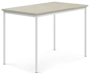 Stôl SONITUS, 1400x800x900 mm, linoleum - svetlošedá, biela