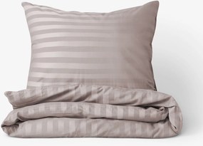 Goldea damaškové posteľné obliečky - sivohnedé prúžky so saténovým leskom 220 x 200 a 2ks 70 x 90 cm