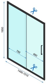 Rea Rapid Slide, posuvné sprchové dvere 1500 x 1950 mm, 6mm číre sklo, čierny profil, REA-K6405