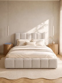 Posteľ s úložným priestorom Aura 160x200 - béžové buklé Quelle 03