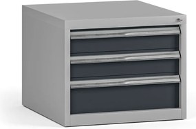 Závesný dielenský box na náradie G345 k pracovným stolom do dielne, 3 zásuvky, 565 x 580 x 450 mm, grafit