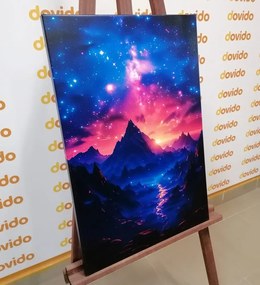 Obraz západ slnka s nočnou oblohou