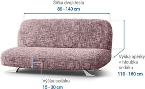 Bielastické poťahy GRAFITI NOVÉ gaštanovo hnedé dvojkreslo s drevenými rúčkami (š. 80 - 140 cm)
