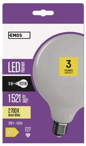 EMOS LED žiarovka Filament E27, G125, 11W, teplá biela