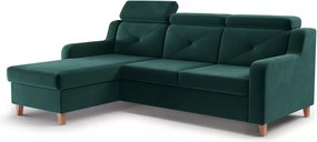 Rohová sedačka Laksaro s rozkladom ľavostranná - zelený zamat Trinity 28