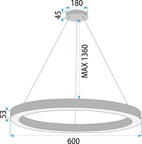 Toolight Toolight, LED stropné osvetlenie 60cm, 60W, 3000K, LHJ051-CP1 C, zlatá matná, OSW-50025