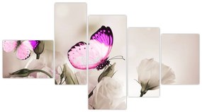 Motýľ na kvetine - obraz