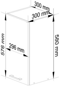 Kuchynská skrinka Olivia W 30 cm - biela závesná