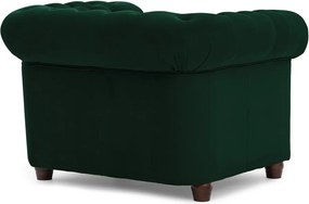 Zelené zamatové kreslo chesterfield York Blik – Ropez