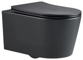 Wc závesné SAT Brevis s doskou softclose, so zadným odpadom, 53 cm, čierny SATBRE011RREXPBKM, 1 ks