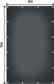 JAGO Plachta 650 g/m², hliníkové oká, antracit, 3 x 5 m