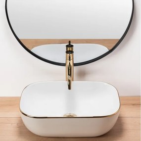 REA-U8736 - Umývadlo na dosku BELINDA 33,5x46,5 cm keramika/biela/zlatá