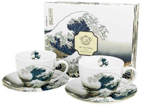 Porcelánová šálka s podšálkou Hokusai The Great Wave 250 ml sada 2ks