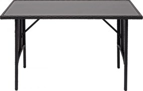 Polyratanový jedálenský stôl HWC-G16, 112x60cm - čierny