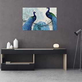 Obraz - Pávy s textúrami (90x60 cm)