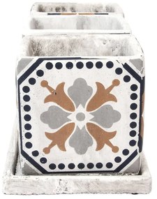 BETÓNOVÝ KVETINÁČ S MISKOU AZULEJOS SADA 3KS 12,5X36X13 CM VIACFAREBNÁ
