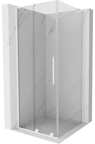 Mexen Velar L, sprchový kút s posuvnými dverami 110 x 110 cm, 8mm číre sklo, biela matná, 871-110-110-03-20