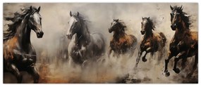 Obraz - Olejomaľba koní (120x50 cm)