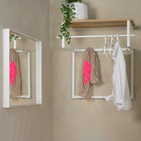 Kovový nástenný vešiak v bielo-prírodnej farbe s poličkou Rizzoli – Spinder Design