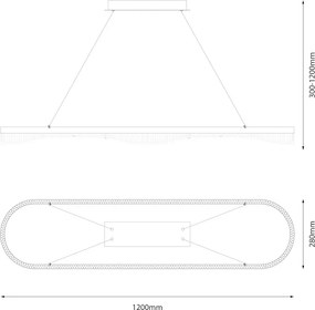 Závesné LED svietidlo Preciosa, 1x LED 45w, 4000k, g