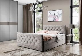 Čalúnená posteľ boxspring MATRAGI + topper, 140x200, cappucino