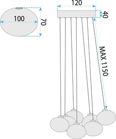 Toolight Toolight, závesné svietidlo 7xG9, MS020-7CP, čierna matná, OSW-09633