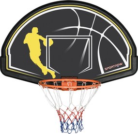 SPORTNOW Nástenný Basketbalový Kôš s Doskou a Obručou pre Interiér a Exteriér 110x90x70 cm Čierna a Žltá | Aosom