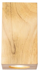 Rustikálna nástenná lampa drevená štvorcová 2-svetlá - Sandy