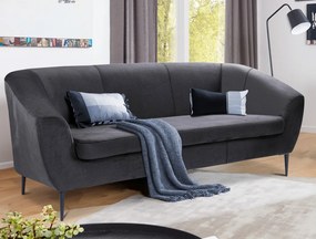 Trojmiestna pohovka Olivio, tmavo šedá zamatová látka