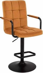 LuxuryForm DESIGN Barová stolička VERONA BLACK VELUR na čiernom tanieri - medová