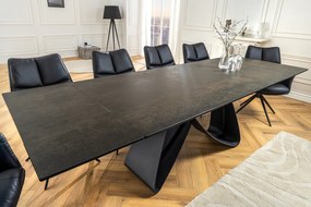 Jedálenský stôl TOMTOC 180-220-260 cm - keramický mramorový vzhľad rust/čierna