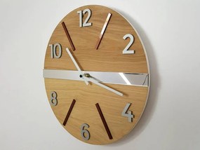 Drevené nástenné hodiny Aksel 33 cm dub prírodná/medená/strieborná