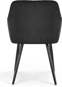 Sada šiestich jedálenských stoličiek VELTO zamatové, čierne / čierne nohy (6 ks)