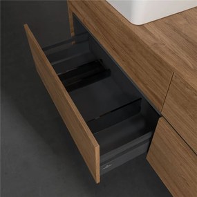 VILLEROY &amp; BOCH Collaro závesná skrinka pod dve umývadlá na dosku, 4 zásuvky, 1600 x 500 x 548 mm, Oak Kansas, C05200RH