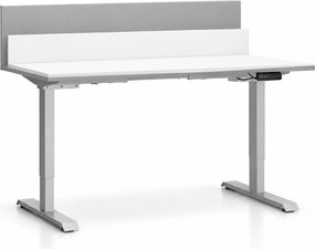 Výškovo nastaviteľný stôl SINGLE LAYERS, 160x80 cm, 2 motory, s prepážkami, biela/sivá