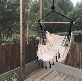 Béžové závesné kreslo HANGO s bielym stojanom