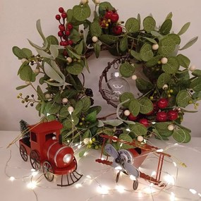 DECOLED Kovová lokomotíva, 15,2 x 4,5 x 8,2 cm, červená