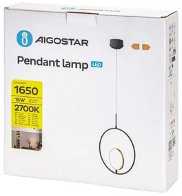 Aigostar - LED Luster na lanku LED/15W/230V 6500K čierna/zlatá