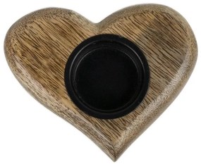 Svietnik v tvare srdca z mangového dreva na čajovú sviečku - 10*11*3