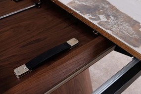 Oválny rozkladací jedálenský stôl Parthenia 160-200 cm prírodný kameň