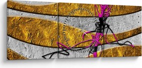 Obraz abstrakcie (s hodinami) (90x30 cm)