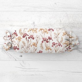 Biante Vankúš valec bonbon Sandra SA-636 Vínovo-béžové kosatce na bielom 15x40 cm