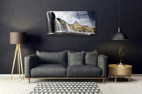 Skleneny obraz Vodopád hory príroda 125x50 cm