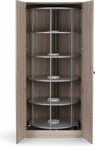 Skriňa s otočným regálom na šanóny, 5 poschodí, uzamykateľná, dub prírodný