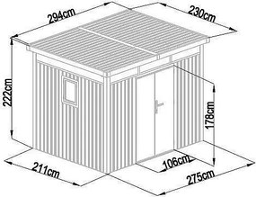 Záhradný domček plocha 294 x 230 cm (sivá)